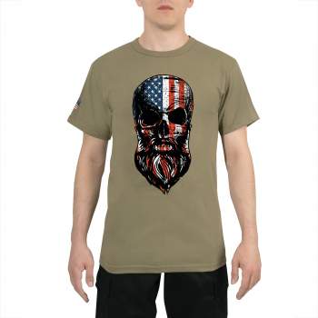 US Flag Bearded Skull T-Shirt - Image 2