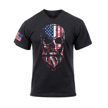 US Flag Bearded Skull T-Shirt - Image 4